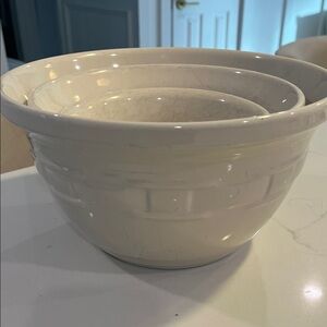 Longaberger Cream Mixing Bowl Set
